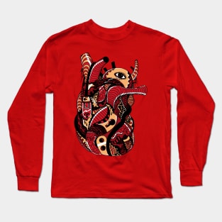 Red and Cream Light Heart Long Sleeve T-Shirt